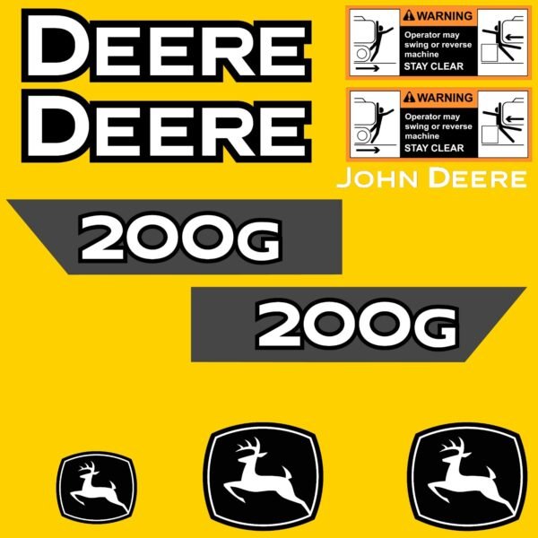 Fits 200G John Deere Excavator Replacement Decals