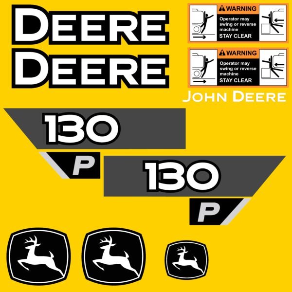Fits 130 P-Tier John Deere Excavator Replacement Decals