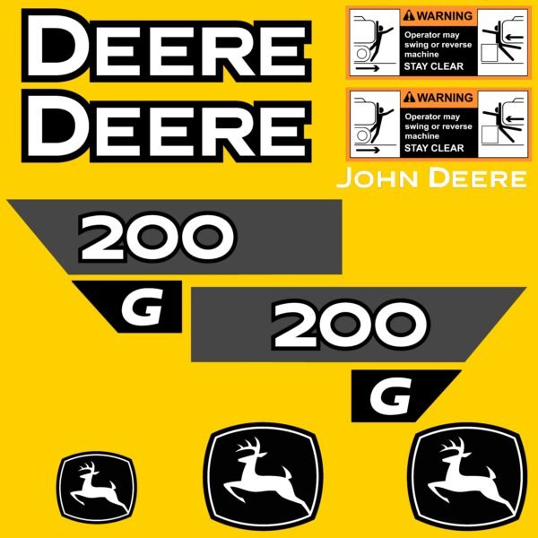 Fits 200 G-Tier John Deere Excavator Replacement Decals