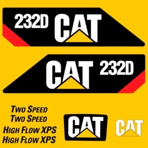 Fits 232D Caterpillar Skid Steer Replacement Decals - Dun Decals