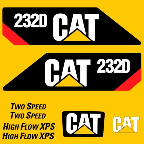 Fits 232D Caterpillar Skid Steer Replacement Decals - Dun Decals