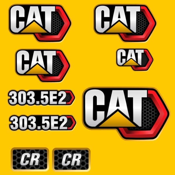 Fits 303.5E2 CR (2019+) Caterpillar Excavator Replacement Decals - Dun Decals