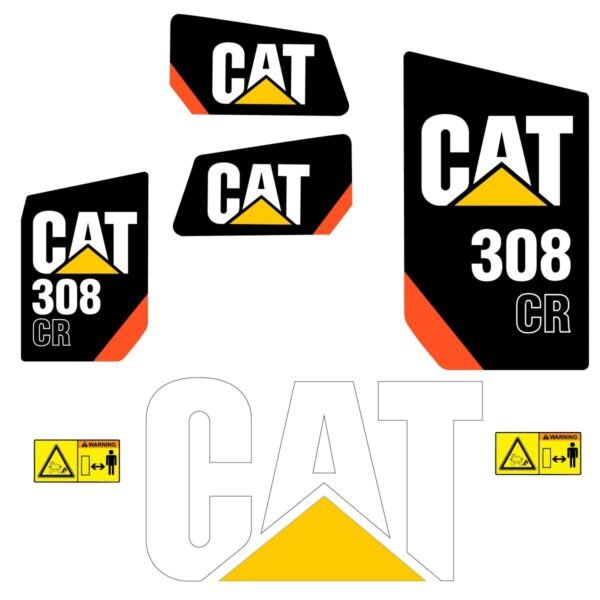 Fits 308CR Caterpillar Excavator Replacement Decals - Dun Decals