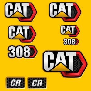 Fits 308CR Caterpillar Excavator Replacement Decals - Dun Decals