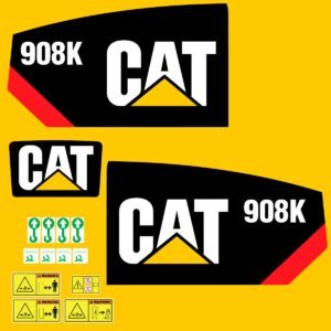 Fits 908K Caterpillar Compact Wheel Loader Replacement Decals - Dun Decals