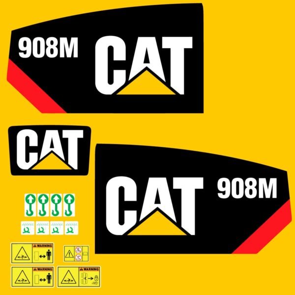 Fits 908M Caterpillar Compact Wheel Loader Replacement Decals - Dun Decals