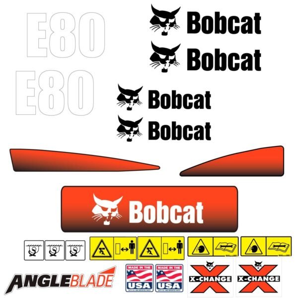 Fits E80 Bobcat Excavator Replacement Decals - Dun Decals