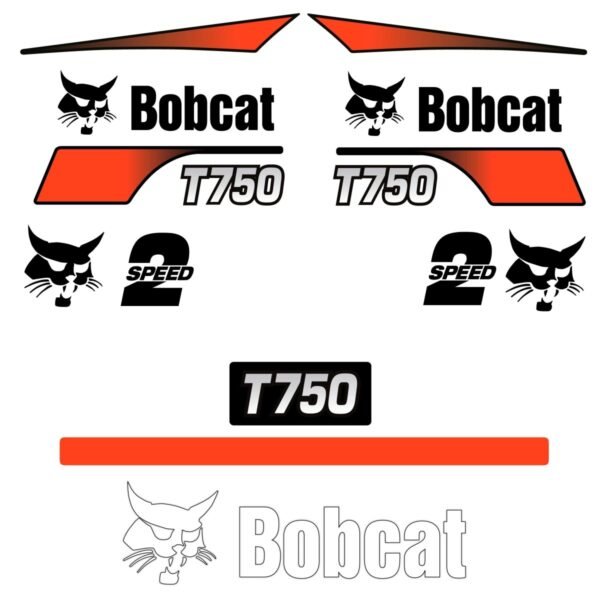 Fits T750 (Alt Rear) Bobcat Skid Steer Replacement Decals