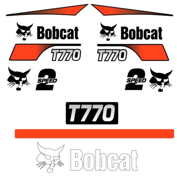 Fits T770 (Alternate Rear) Bobcat Skid Steer Replacement Decals - Dun Decals