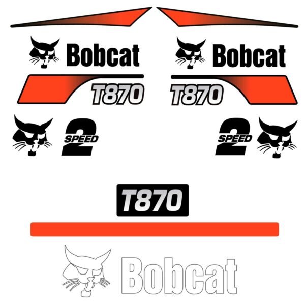 Fits T870 (Alt Rear) Bobcat Skid Steer Replacement Decals