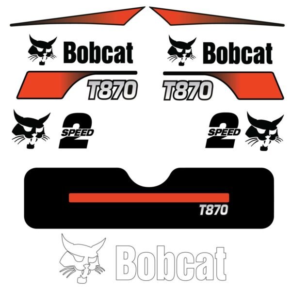 Fits T870 Bobcat Track Loader Replacement Decals - Dun Decals