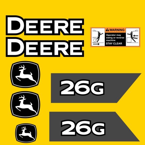 Fits 26G John Deere Excavator Replacement Decals