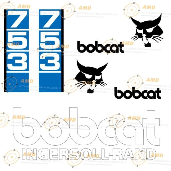 Fits 753 (Vertical Stripes) Bobcat Skid Steer Replacement Decals